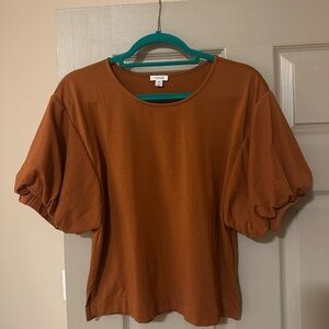 Cuyana Brown Organic Pima Cotton Balloon Sleeve Tee